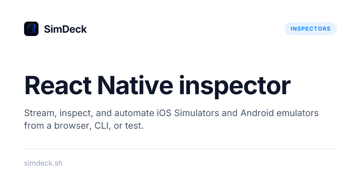 React Native inspector | SimDeck